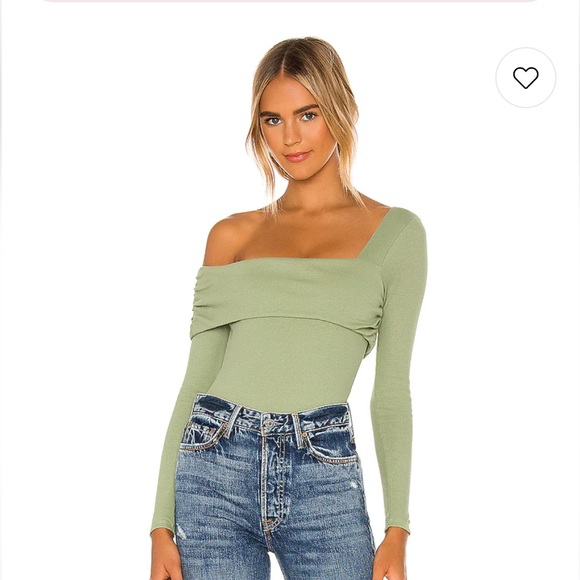 One Shoulder Bodysuit in Mint Green - Picture 2 of 4